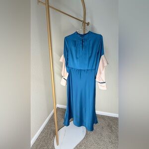 MOTF Teal and Beige Long Sleeve Dress
